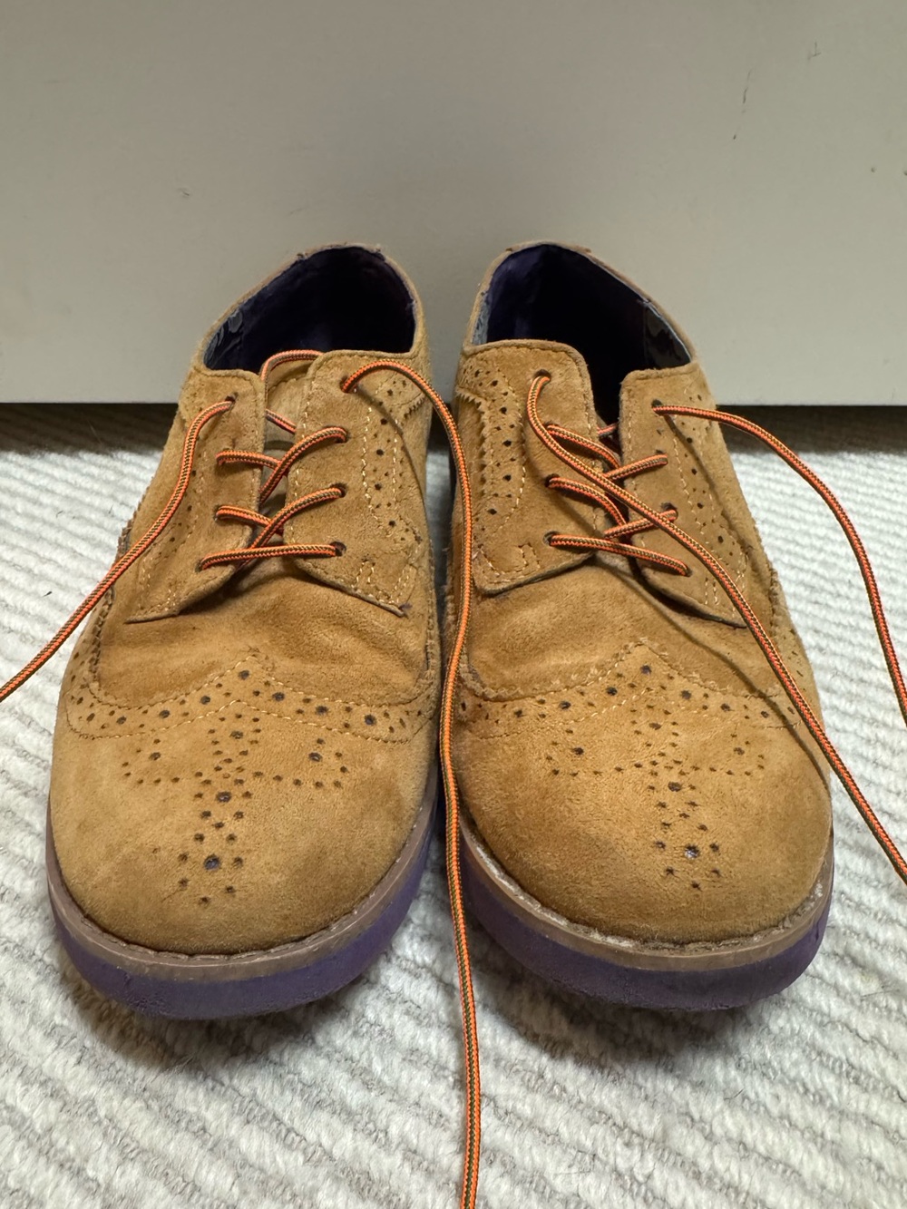Lauren Ralph Lauren Imogen Oxford Leather Lace Up Shoes Women 6 B Brown/Purple